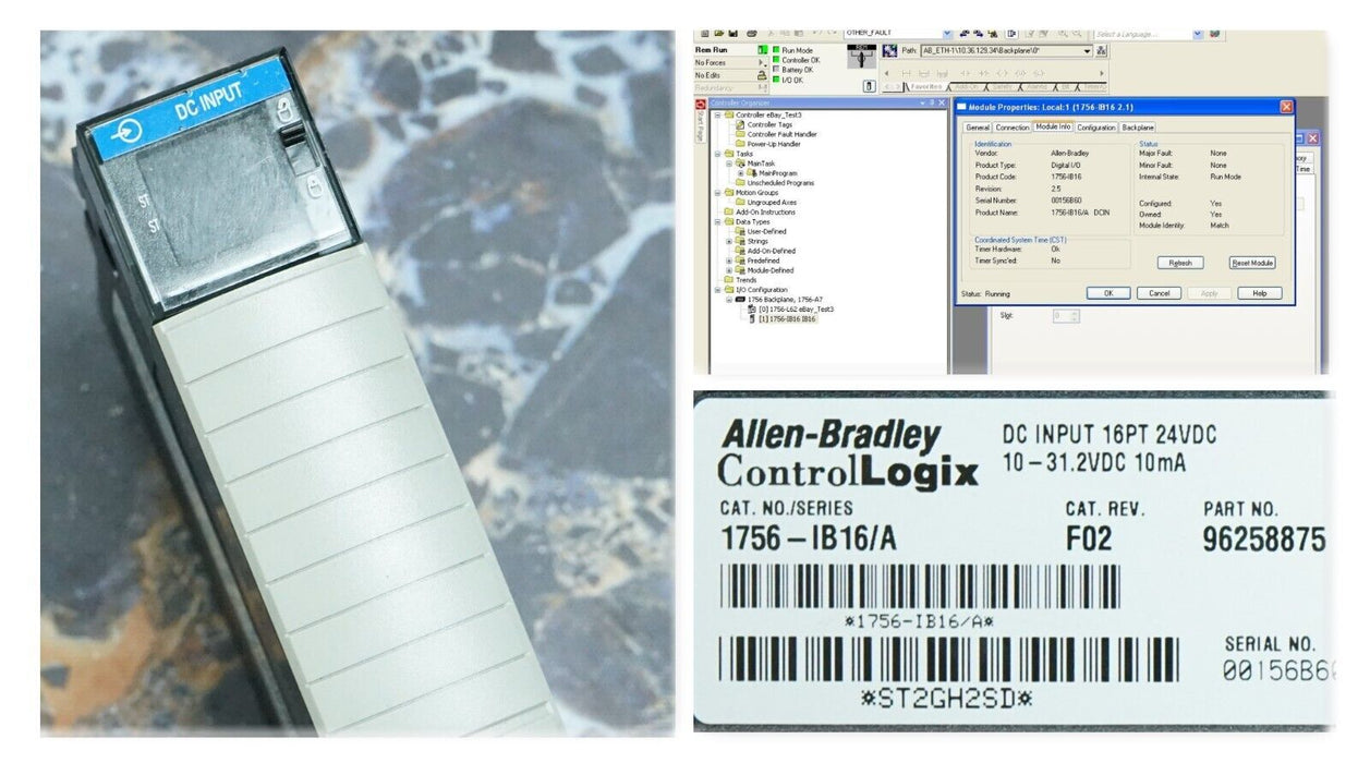 Allen-Bradley 1756-IB16/A FRN:2.5 ControlLogix Module Tested Good