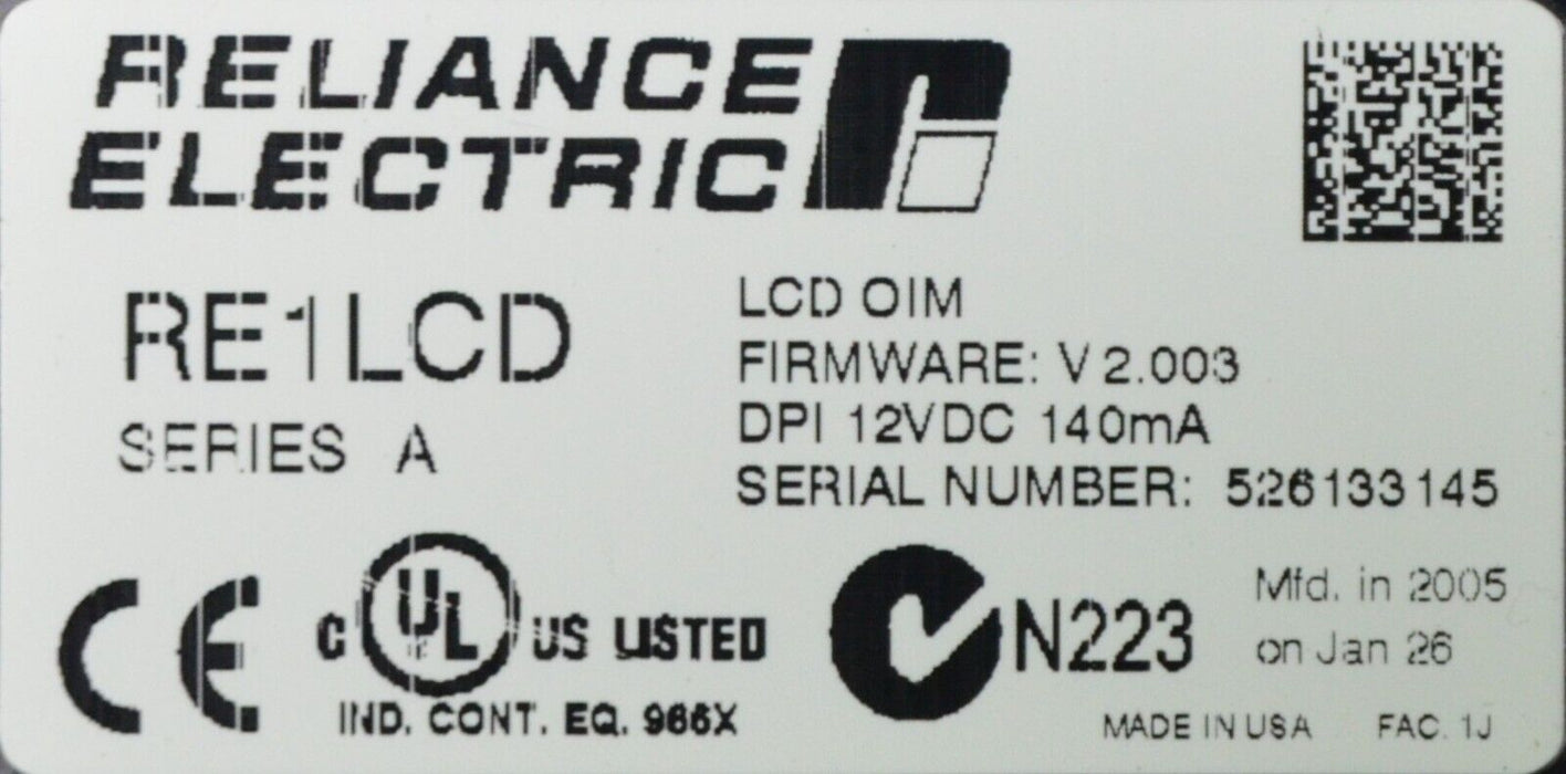 Reliance Electric RE1LCD A Keypad FRN:2.003 Tested Good R35