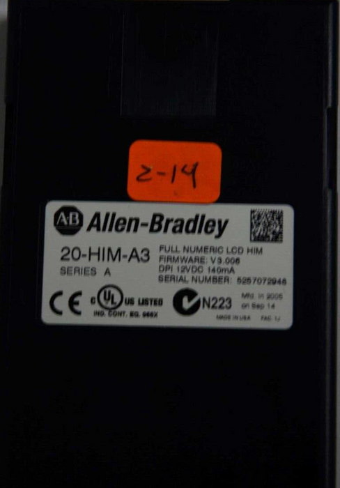 Allen-Bradley 20-HIM-A3 SERIES A Full Numeric HMI Keypad Firmware: 3.006  #2-14