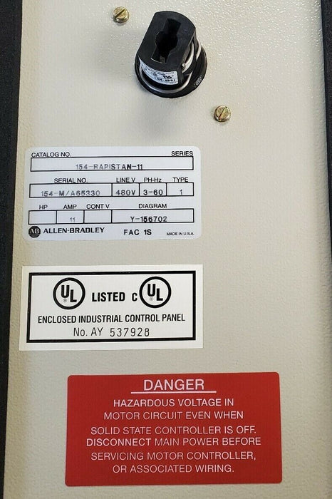 New Open Box Allen-Bradley 154-RAPISTAN-11 Motor Starter Enclosure