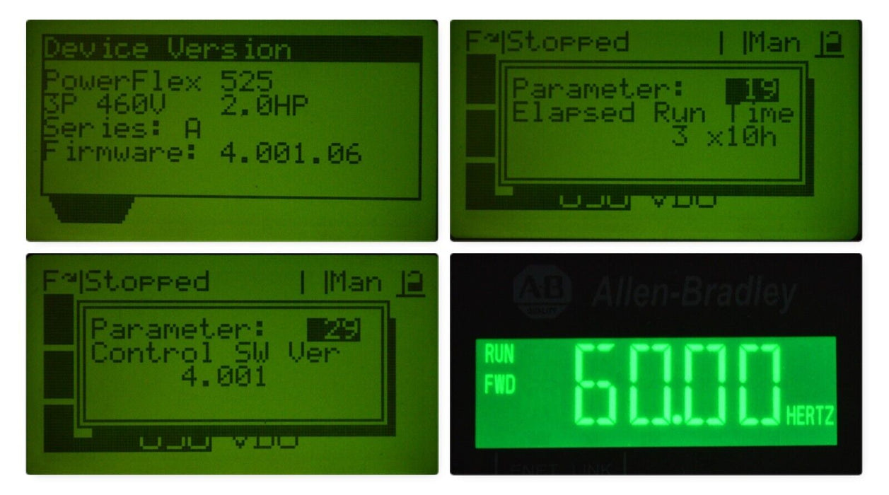 Low Hr 2015 Allen Bradley 25B-D4P0N104 2HP Powerflex 525 Series A FRN:4.001