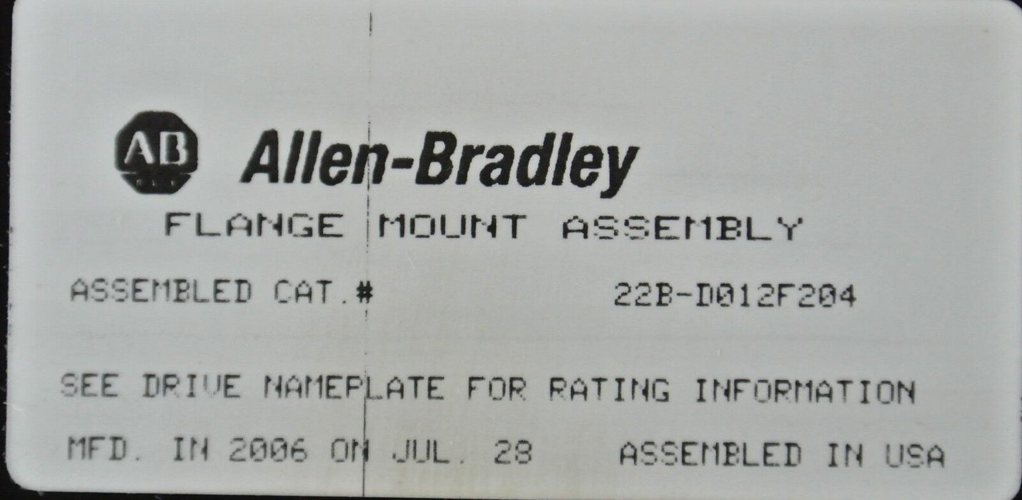 NEW Allen-Bradley 7.5 HP Powerflex 40 22B-D012H104 w/ Fange Mount Asembly Ser. A