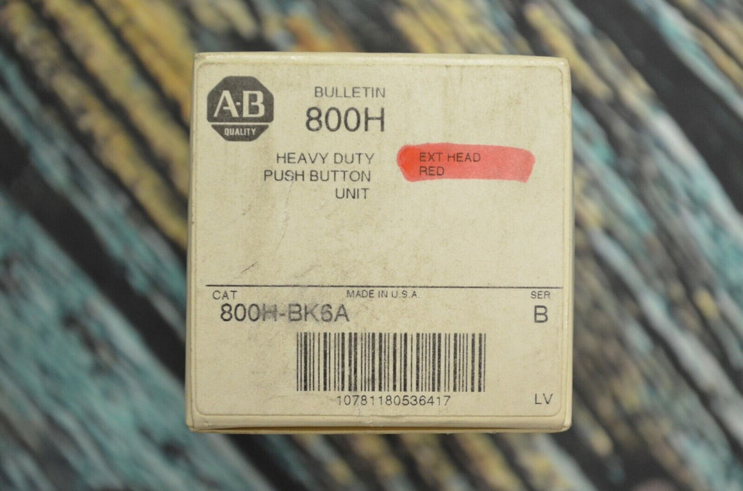 Allen Bradley 800H-BK6A  Heavy Duty Extended RED Pushbutton  800H Series B