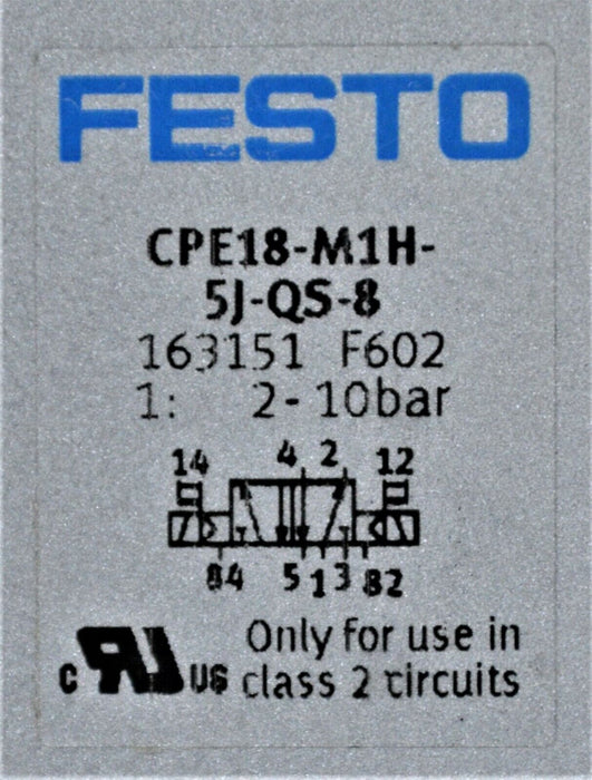 FESTO CPE18-M1H-5J-QS-8 163151 Solenoid Valve Tested Good