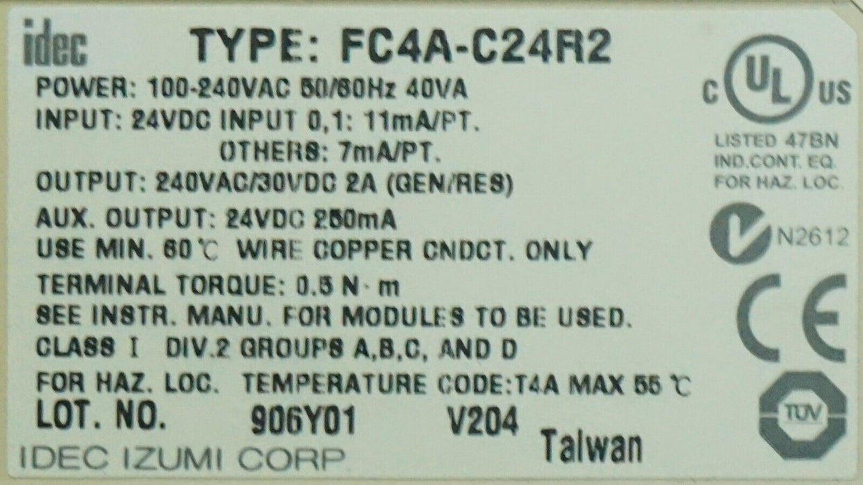 IDEC Micro Smart Programmable Controller FC4A-C24R2