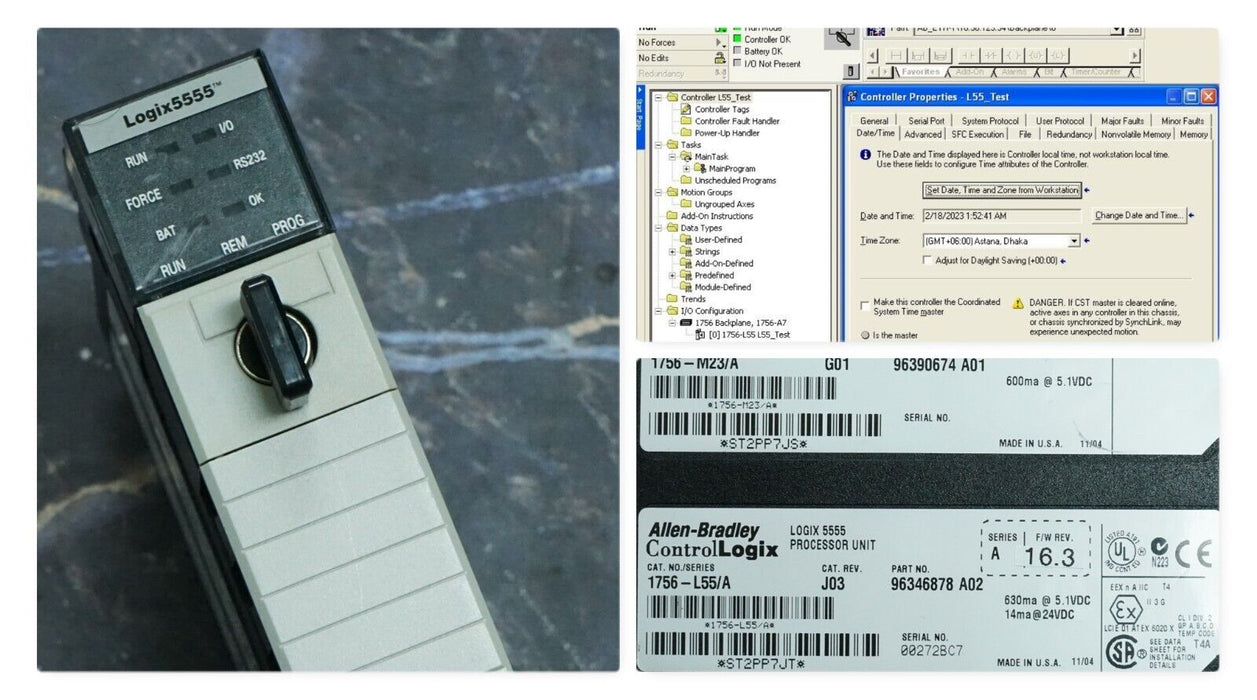 Allen Bradley 1756-L55/A 1756-M13/A Control Logix Logix5555 Processor FRN:16.3