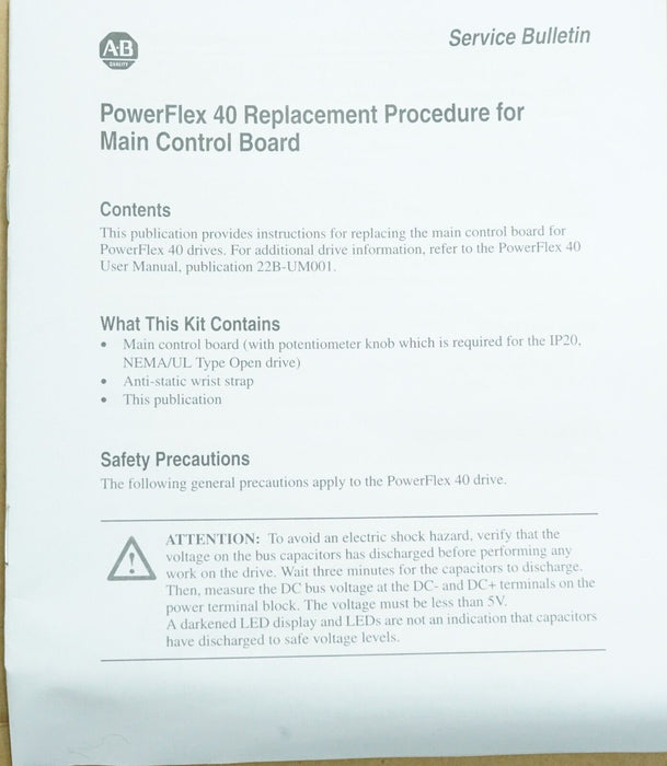 Allen-Bradley SK-U1-MCBB-B1 Main Control Board For PowerFlex 40