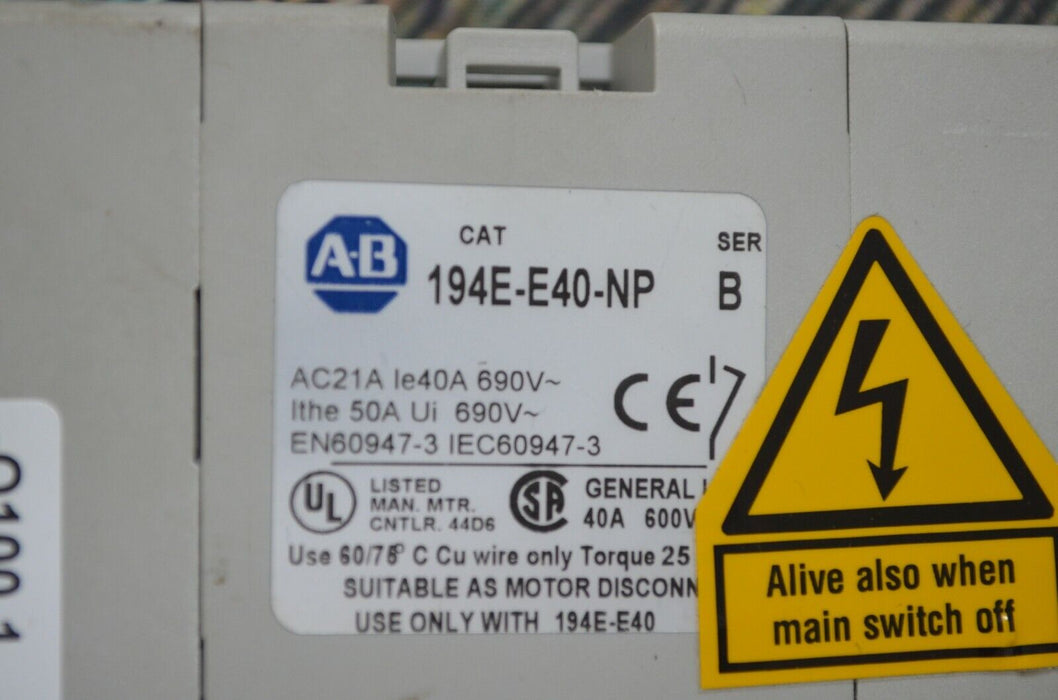 Allen Bradley 194E-E40-NP / 194EE40NP Series B Additional Pole Auxiliary Contact