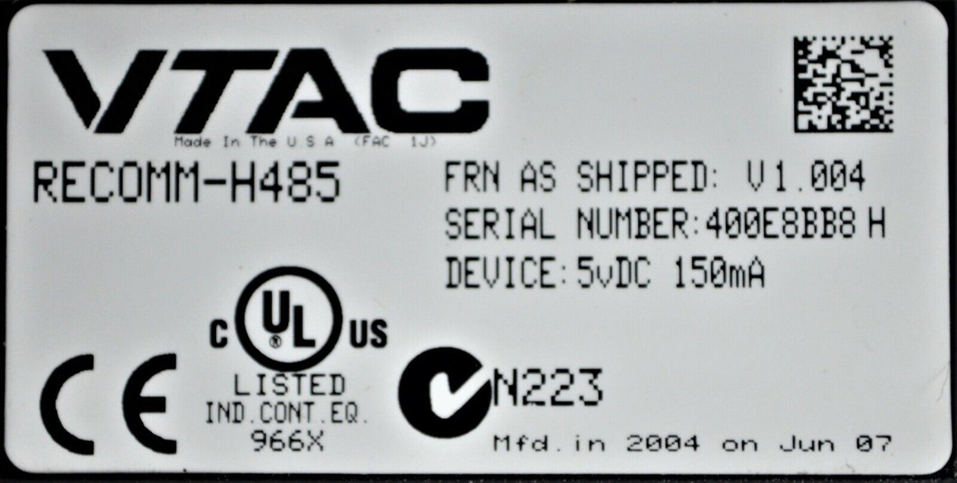 Reliance Electric RECOMM-H485 Hvac Adapter Module V1.004 Tested Good