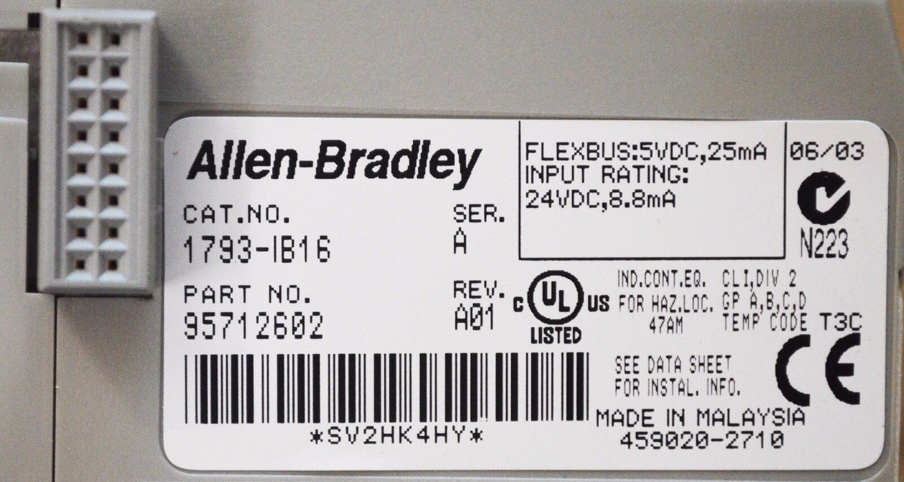 ALLEN-BRADLEY 1793-IB16 Series A 16 Point 24 VDC Sink Input FLEX INTEGRA 24VDC