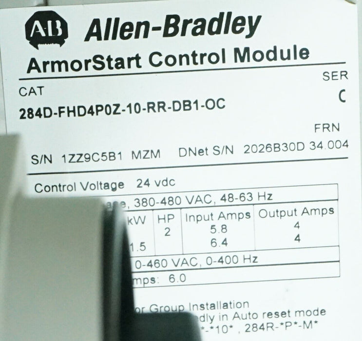 Allen Bradley 284D-FHD4P0Z-10-RR-DB1-OC ArmorStart Base Control Module Series C