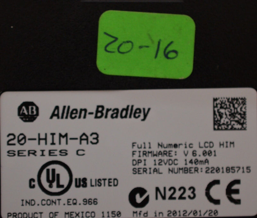 Allen-Bradley 20-HIM-A3 SERIES C Full Numeric HMI Keypad Firmware 6.001   #20-16