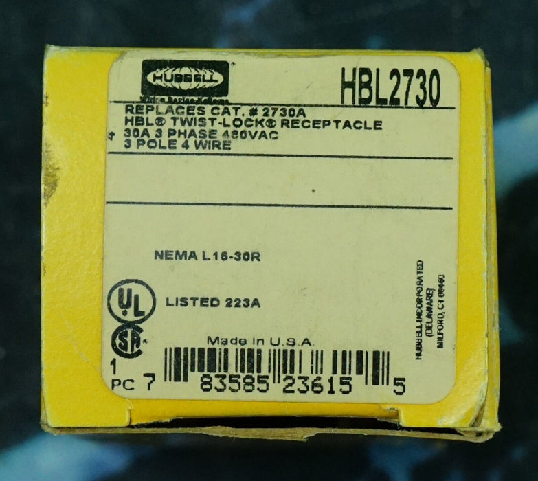 New HUBBELL HBL2730A TWIST-LOCK Plug 30A NEMA L16-30R