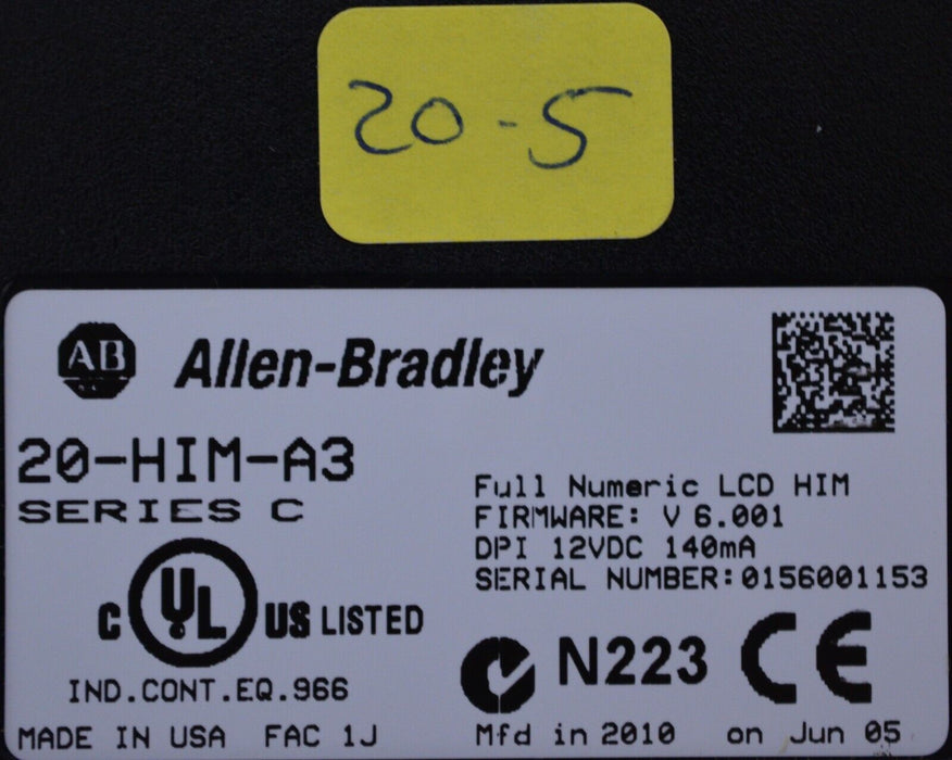 Allen-Bradley 20-HIM-A3 SERIES C Full Numeric HMI Keypad Firmware 6.001   #20-5