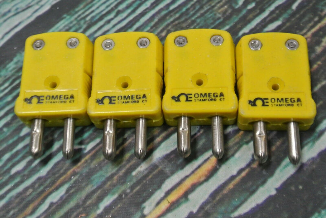 Set of  Four (4) Yellow OMEGA STAMFORD, Thermocouple, Jab-In Tc Connector