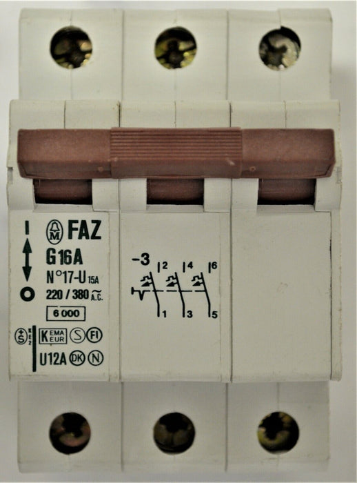 KLOCKNER MOELLER  FAZ-G16-3 3 POLE 16 AMP CIRCUIT BREAKER FAZ-G16-3 / FAZG163