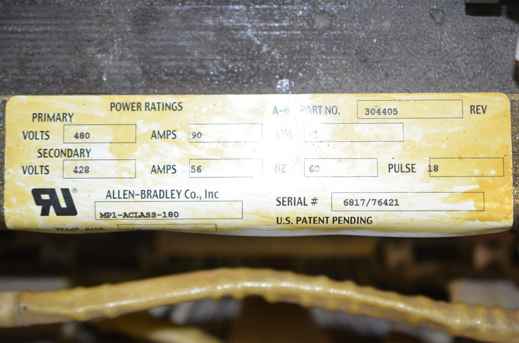 Allen Bradley 304405  MP1-a Class-180 18 Pulse 75 kva Phase Shifting Transformer