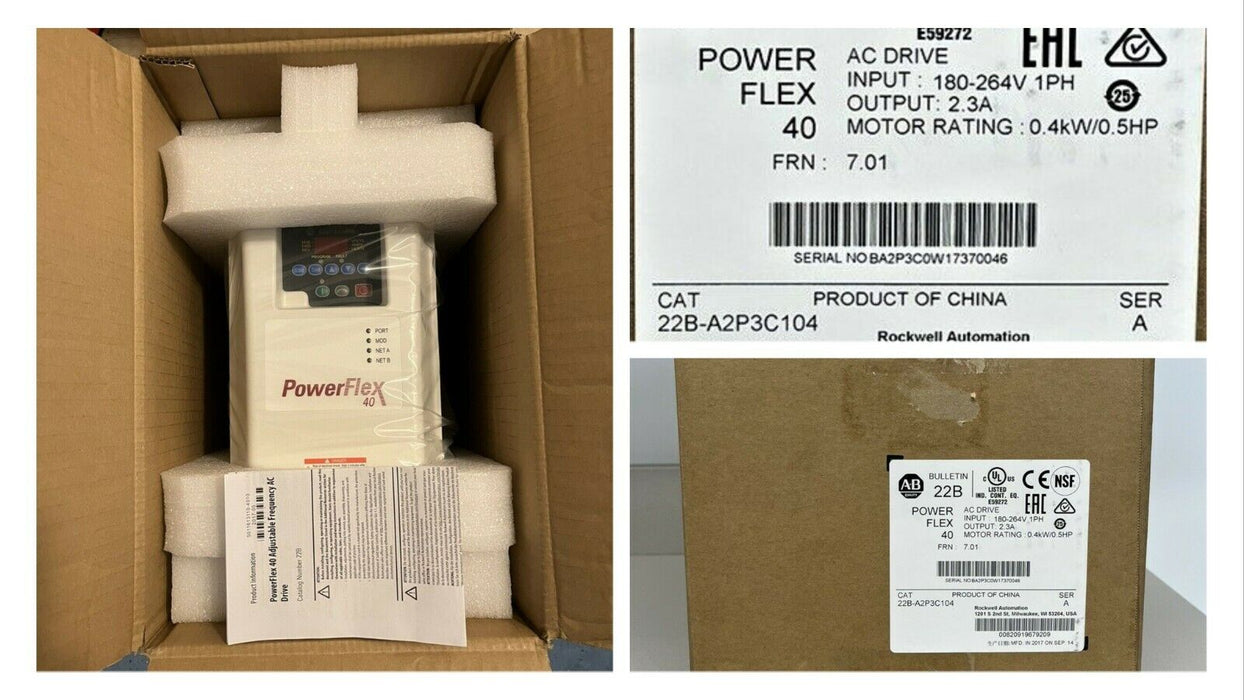 NEW IN BOX Allen Bradley 22B-A2P3C104 PowerFlex 40 Drive Series A FRN: 7.01