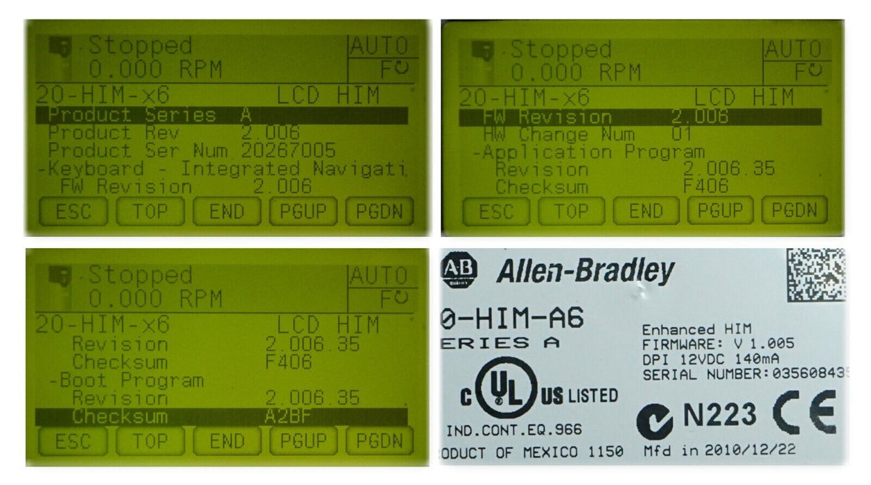 ALLEN BRADLEY 20-HIM-A6 SERIES A HMI FIRMWARE VERSION 1.005 (A6-1)