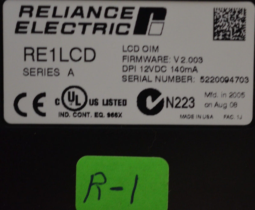 Reliance Electric RE1LCD A Keypad FRN:2.003 Tested Good R1