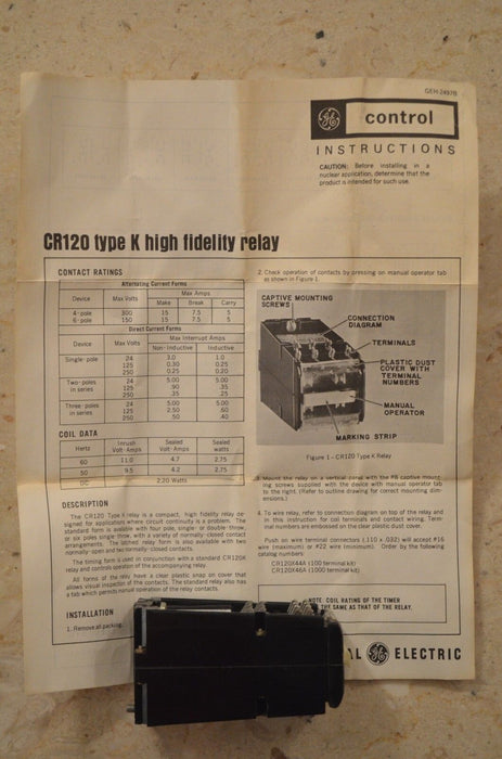 NEW GE General Electric CR120K06048AA 24 VDC HI-Fidelity Relay