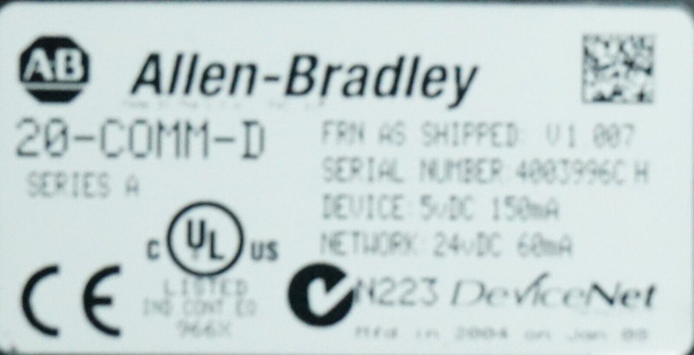 ALLEN-BRADLEY 20-COMM-D SERIES A FIRMWARE V1.007 Powerflex DeviceNet Adapter