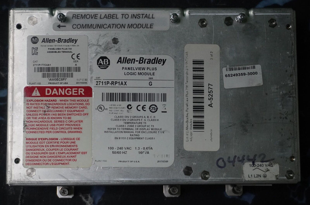 Allen Bradley 2711P-RP1AX1 Series G PanelView Plus Logic Module 1000 Tested