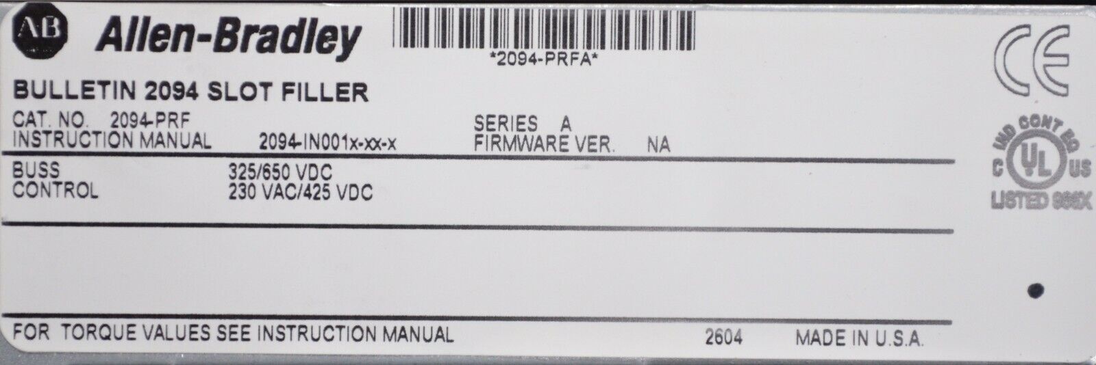 Used 2094-PRF Allen-Bradley Slot Filler Kinetix 6000