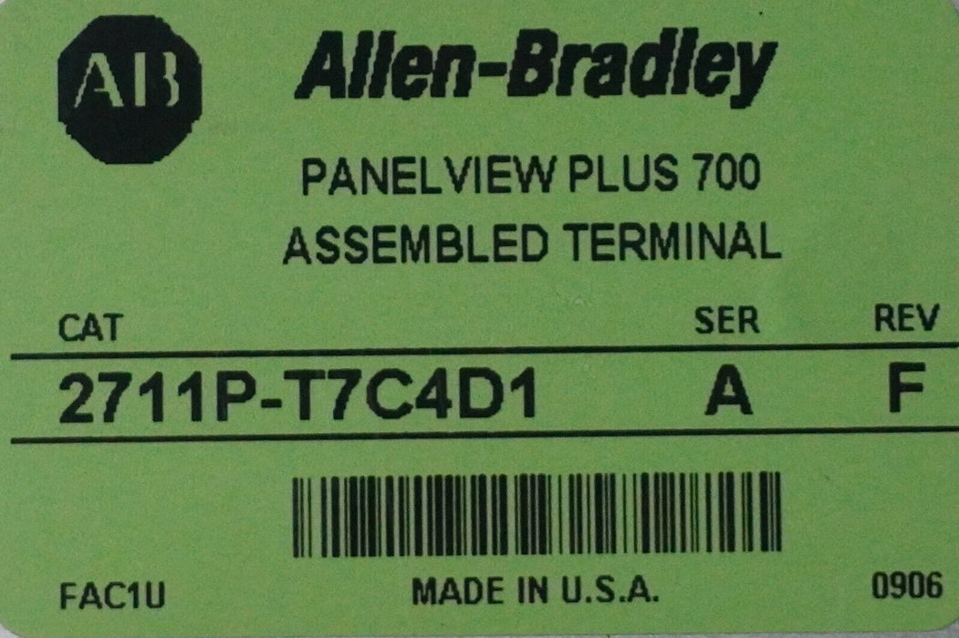 Allen Bradley PanelView Plus 700 2711P-T7C4D1 with 2711P-RP1