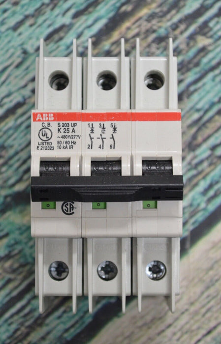 (2) ABB S 203 UP-K 25 A 480/277 V 50/60 HZ 3 P CIRCUIT BREAKER