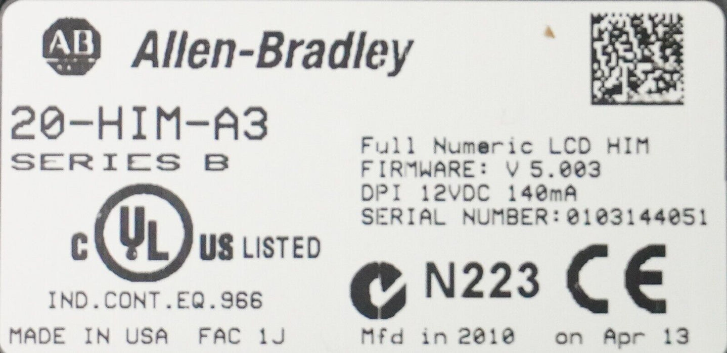 Allen-Bradley 20-HIM-B1 20-HIM-A3, 314859-A01 FRN:5.003 Good Tested