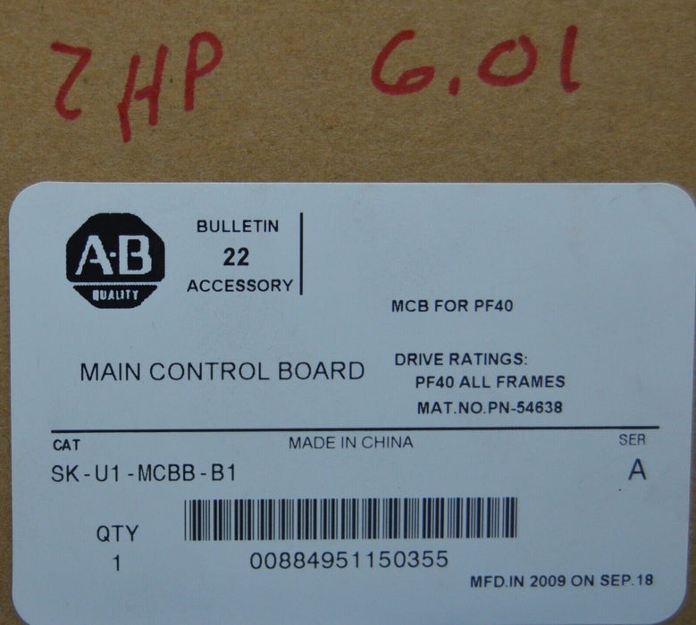 Allen-Bradley SK-U1-MCBB-B1 Main Control Board For PowerFlex 40 FRN:6.01 2HP