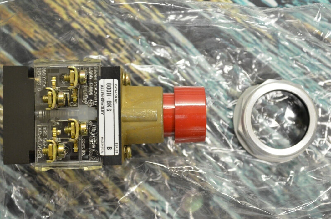 Allen Bradley 800H-BK6A  Heavy Duty Extended RED Pushbutton  800H Series B