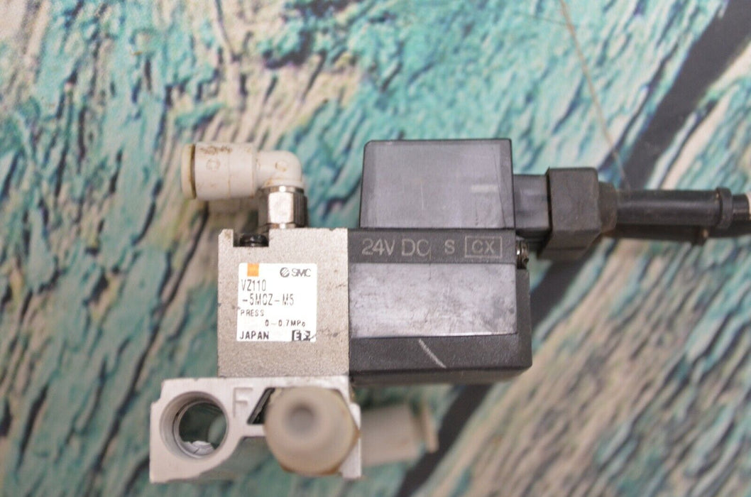 SMC VZ110-5M0Z-M5 (VZ1105M0ZM5) Solenoid Valve with Mounted Aluminum Manifold