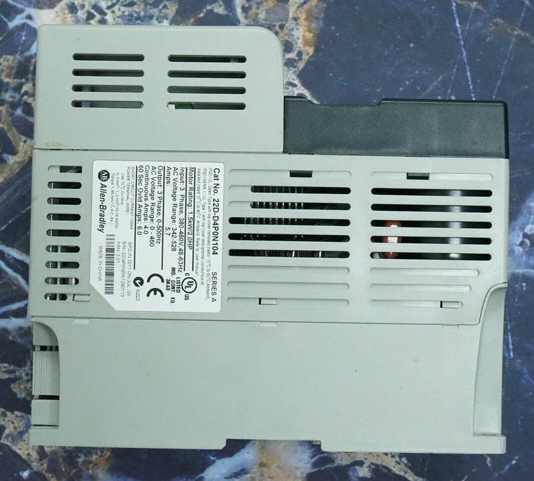 Zero Hours 22D-D4P0N104 Allen-Bradley PowerFlex 40P Drive 2 HP Ser. A FRN:2.01