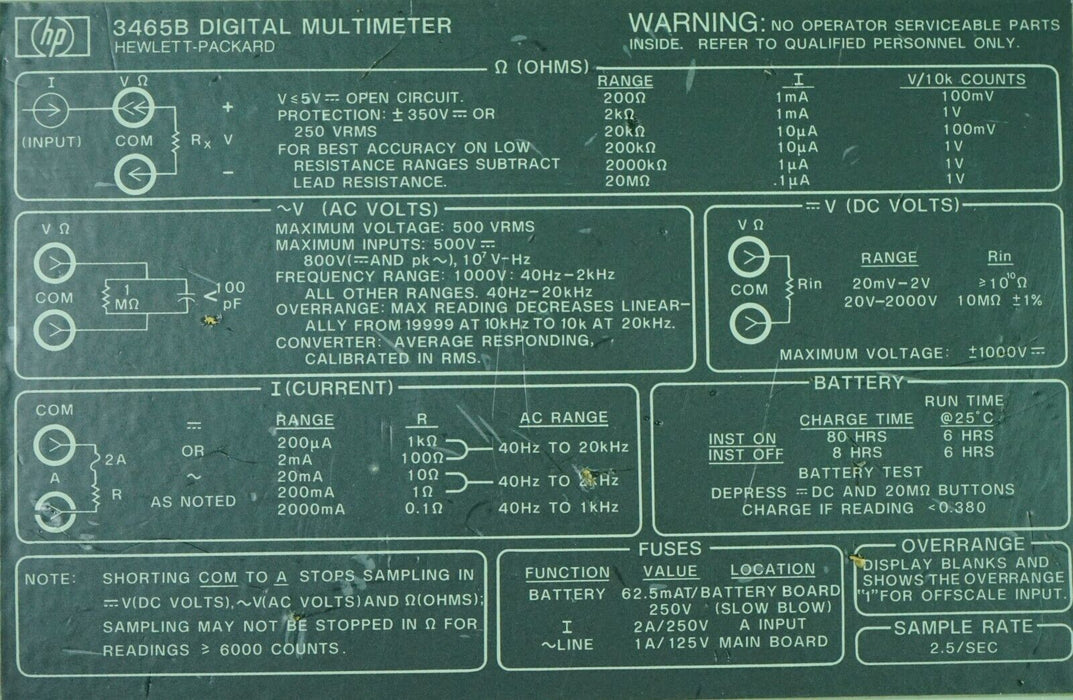 HP 3465B DIGITAL MULTIMETER