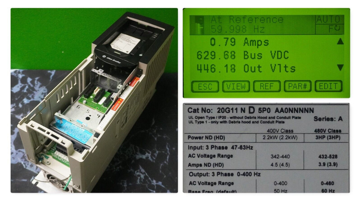 Allen-Bradley 20G11ND5P0AA0NNNNN PowerFlex 755 VFD 2 HP Series A FRN:12.001