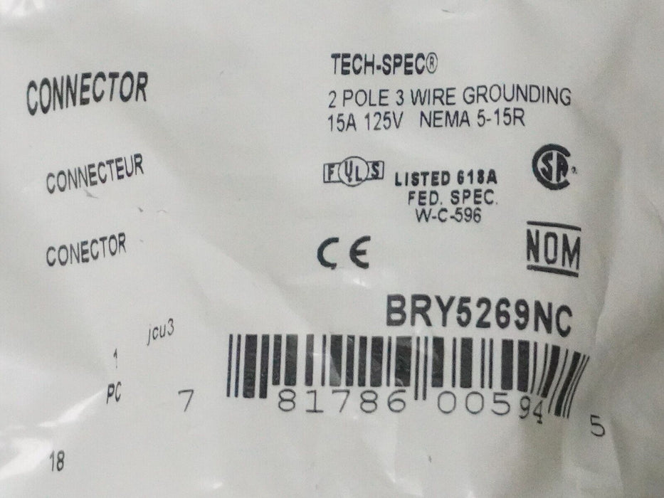 New Bryant-BRY5269NC-15 Amp 125V, Nema 5-15R 2 pole 3 Wire Grounding