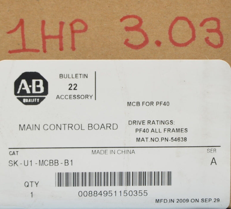 Allen-Bradley SK-U1-MCBB-B1 Main Control Board For PowerFlex 40 FRN:3.03 1HP