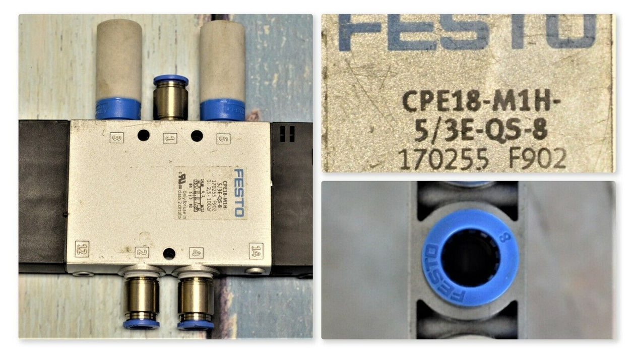 FESTO CPE18-M1H-5/3E-QS-8  170255 Solenoid Valve Tested Good