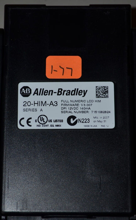 Allen-Bradley 20-HIM-A3 SERIES A Full Numeric HMI Keypad Firmware:3.007  #1-77