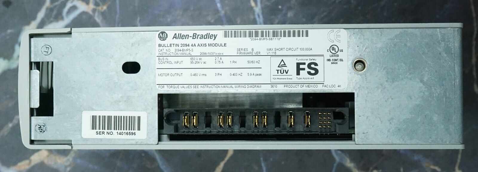 Allen-Bradley Kinetex 6000 2094-BMP5-S AXIS Module 4 Amps 480 VAC Firmware:1.118