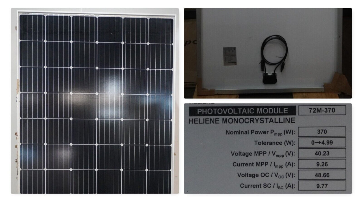 Solar Panels; 370W Heliene Monocrystalline