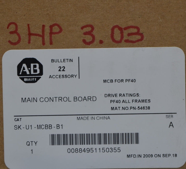 Allen-Bradley SK-U1-MCBB-B1 Main Control Board For PowerFlex 40 FRN:3.03 3HP