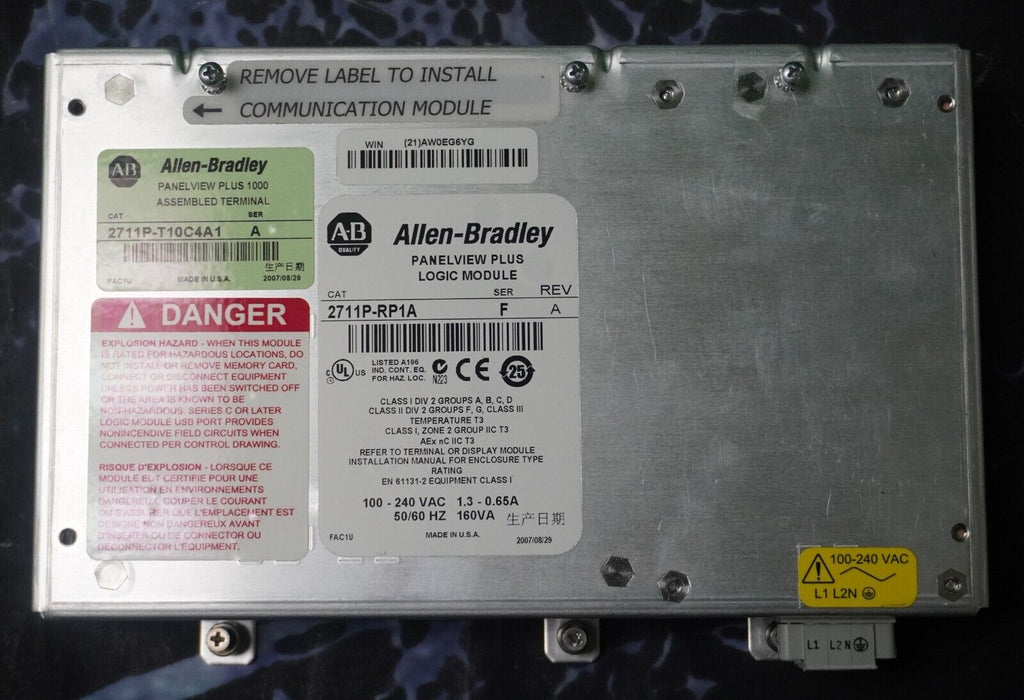 Allen Bradley 2711P-RP1A SER F Logic Module 64MB FRN:4.00.12 24VDC Tested Good