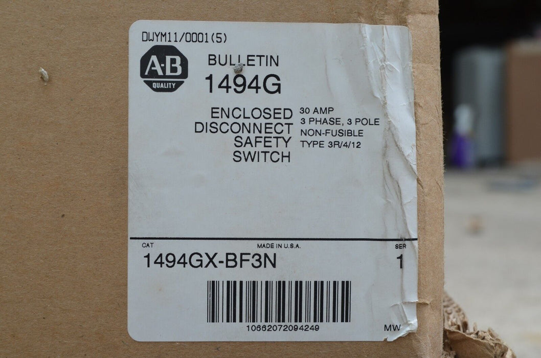 New Allen-Bradley 1494GX-BF3N Non-Fusible 3-phase 600V, 30 Amp, extra large size