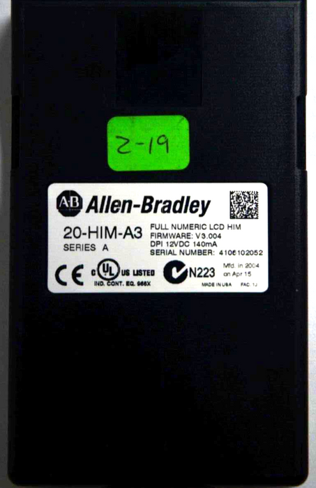 Allen-Bradley 20-HIM-A3 SERIES A Full Numeric HMI Keypad Firmware: 3.004  #2-19