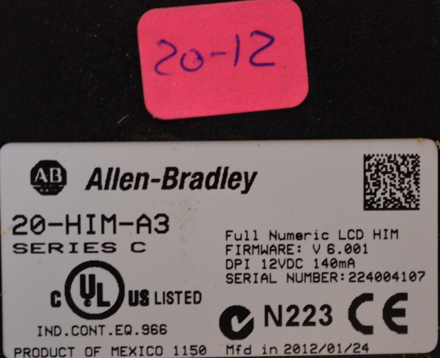 Allen-Bradley 20-HIM-A3 SERIES C Full Numeric HMI Keypad Firmware 6.001   #20-12