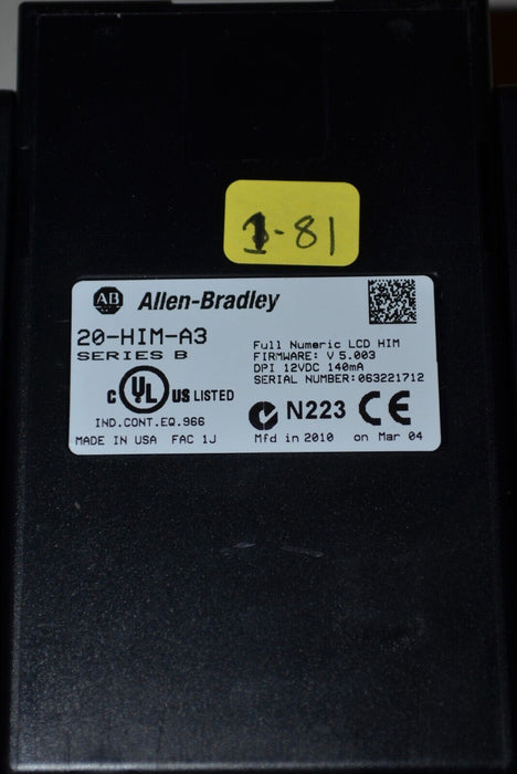 Allen-Bradley 20-HIM-A3 SERIES A Full Numeric HMI Keypad Firmware:5.003  #1-81