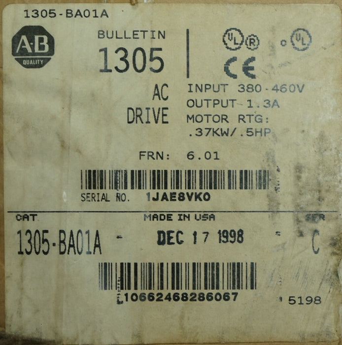 New Allen Bradley 1305-BA01A SERVO DRIVE Series C